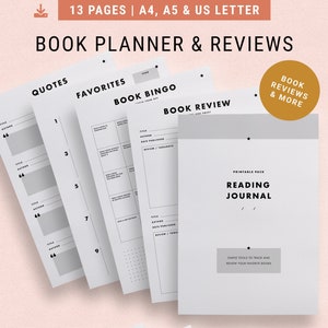 Reading Reviews, Tracker & More | Ultimate Bundle for A4, A5, Letter | Binder Printables, To Read, Favorites List, Book Reviews