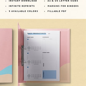 Productivity Planner Insert Free Weekly Planner 2019 A4 & US Letter Printable PDF Daily Schedule, Pomodoro Tracker, To Do List image 2