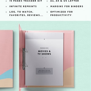 Movies &amp; TV Shows Tracker Ultimate Bundle for A4, A5, Letter Binder ...