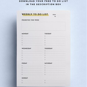 Weekly to Do List Printable PDF Free Weekly Planner Printable Planner ...