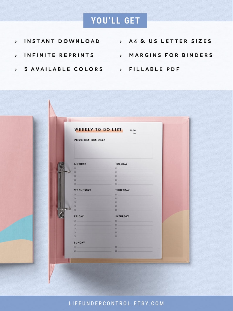 Weekly To Do List Printable PDF Free Weekly Planner | Etsy