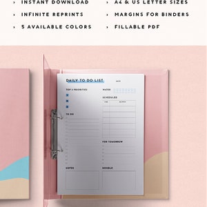 Daily Schedule To-Do List Insert Free Weekly Planner A4 & US Letter Printable PDF Life Organizer, Daily Planner, To Do List Notepad image 2