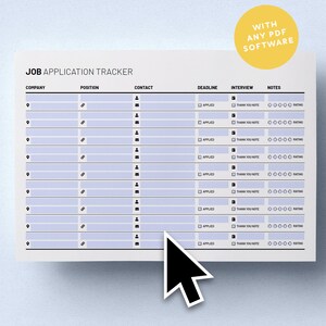 Job Application Tracker Printable A4 &amp; US Letter Digital Fillable PDF ...