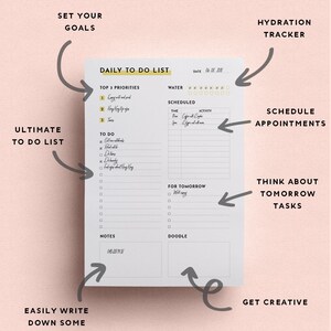 Daily Schedule To-Do List Insert Free Weekly Planner A4 & US Letter Printable PDF Life Organizer, Daily Planner, To Do List Notepad image 3