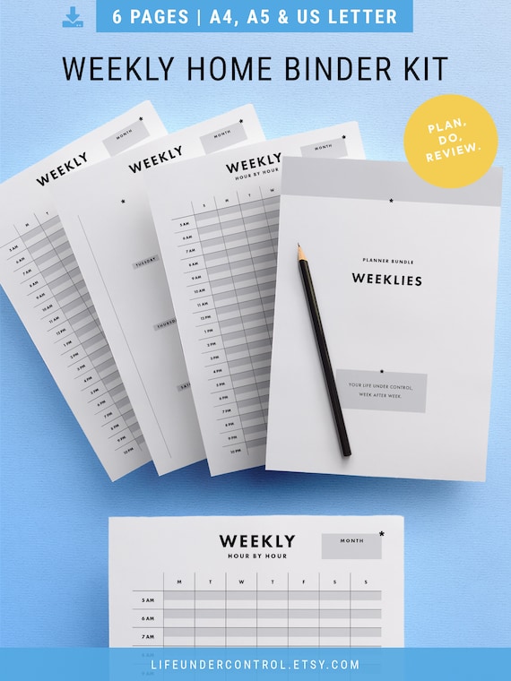 A5 Letter Hole Punch Printables A4 Daily Hourly Planner Filofax Goal