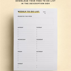 Monthly Calendar Printable to Do List Free Weekly Planner 2019, 2020 ...