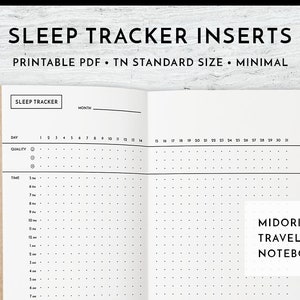 Sleep Tracker | TN Inserts | Midori Travelers Notebook for Standard, Printable TN, Midori Refill, Sleep Log, Bujo Template, Bujo Printables