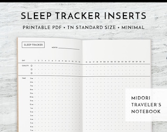 Sleep Tracker | TN Inserts | Midori Travelers Notebook for Standard, Printable TN, Midori Refill, Sleep Log, Bujo Template, Bujo Printables