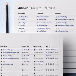 Job Application Tracker Printable A4 &amp; US Letter Digital Fillable PDF ...