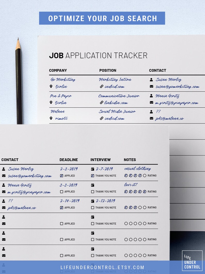 Job Application Tracker Printable A4 &amp; US Letter Digital - Etsy