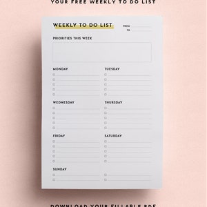 Daily Schedule To-Do List Insert Free Weekly Planner A4 & US Letter Printable PDF Life Organizer, Daily Planner, To Do List Notepad image 6