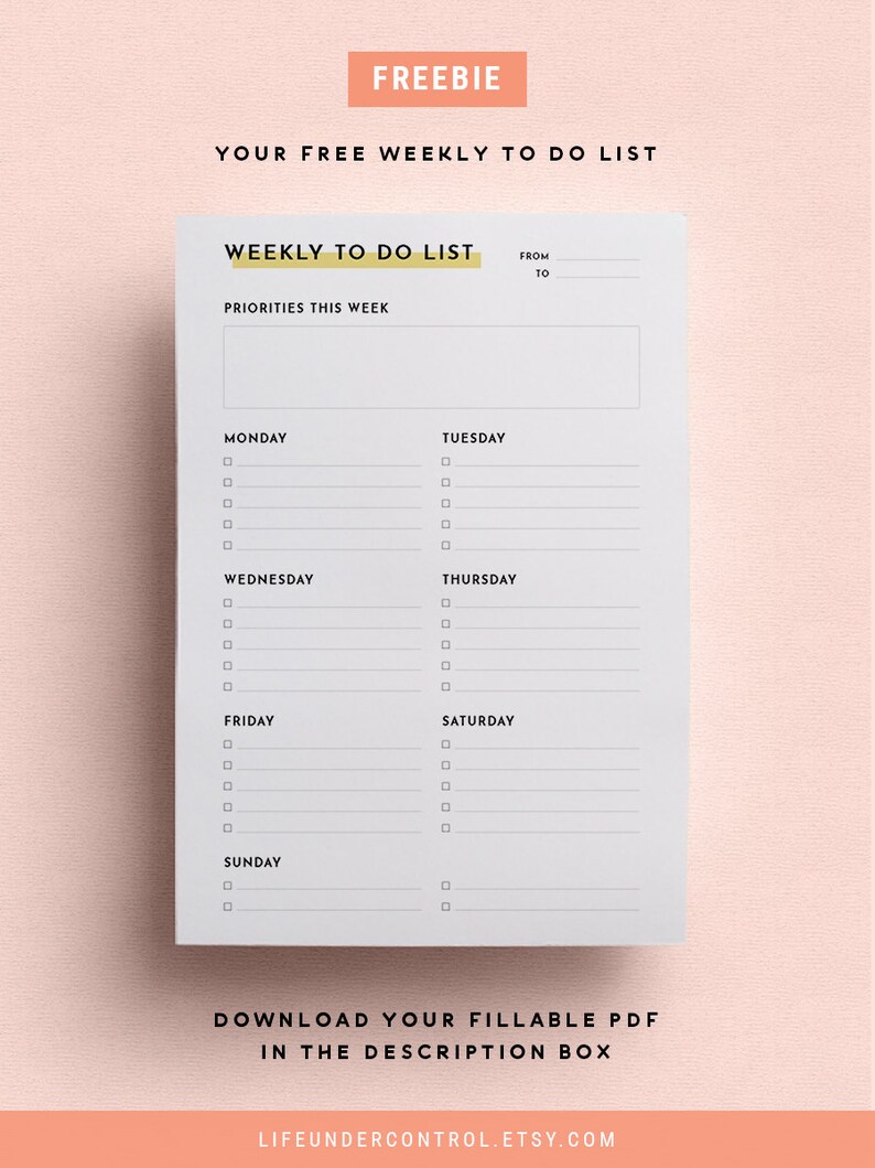 Daily Schedule To-Do List Insert Free Weekly Planner A4 & US Letter Printable PDF Life Organizer, Daily Planner, To Do List Notepad image 6