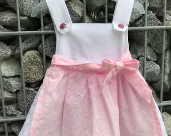 Taufdirndl, Taufkleid, 1. Dirndl, Weiß/Rosa Gr. 62/68