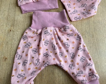 Baby-Geschenk-Set, Hose, Mütze, Halstuch, Größe 56/62