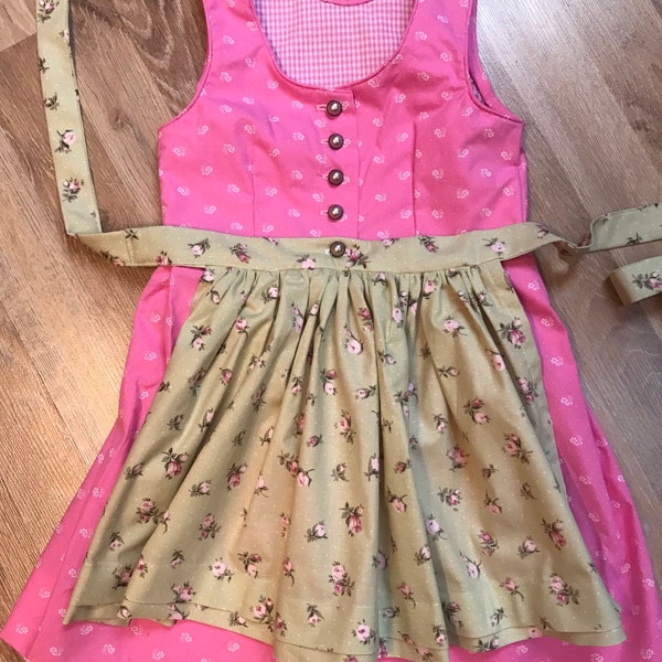 Dirndl, Kinderdirndl, Gr. 104/110 +- ,Rosa/hellgrün