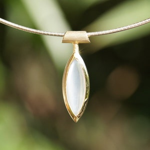 Moonstone pendant, silver 925, gold plated. image 2