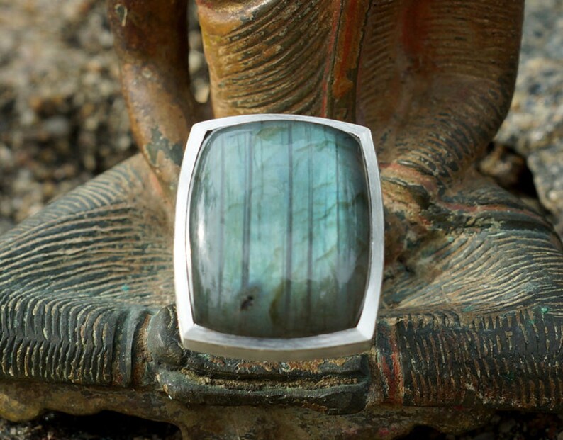 Labradorite ring rectangular image 1