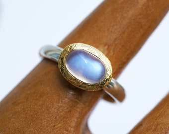 Mondstein Ring blau, oval