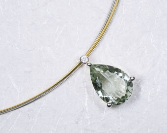 Colgante con prasiolita verde y circonita