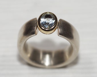 Aquamarin Ring massiv oval