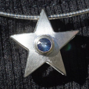 Sapphire silver star pendant. Always like it An ideal gift image 3