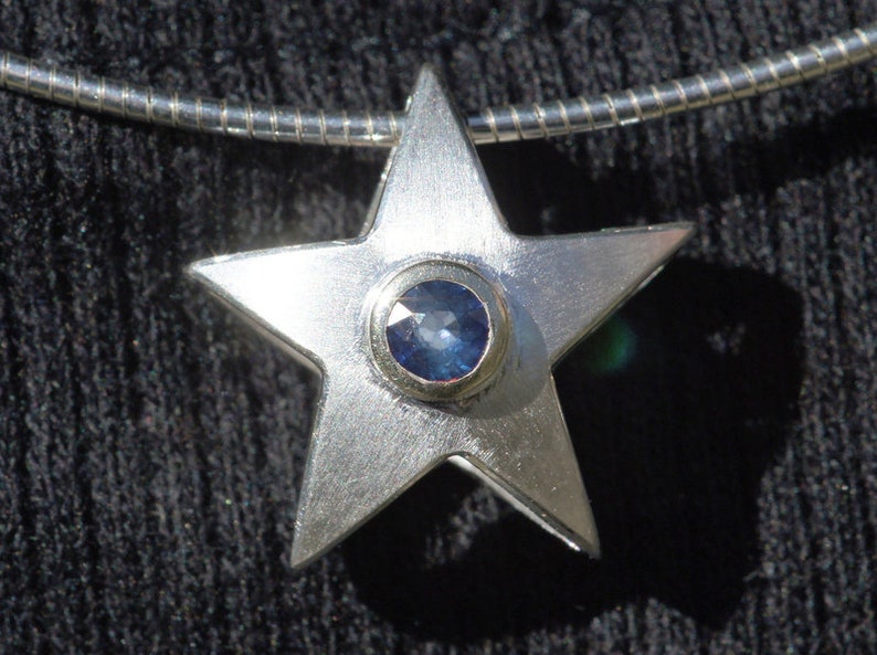 Sapphire silver star pendant. Always like it An ideal gift image 3