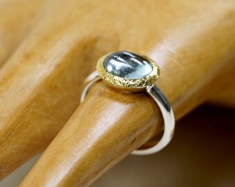 Bague fine aigue-marine, monture en or