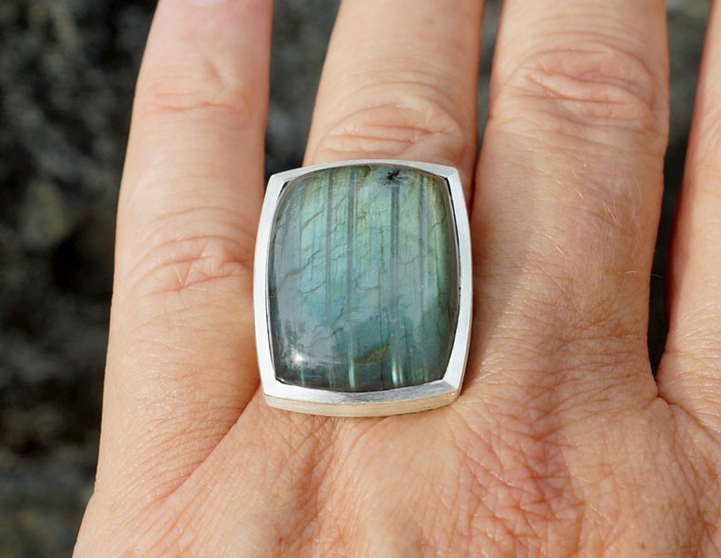 Labradorite ring rectangular image 4