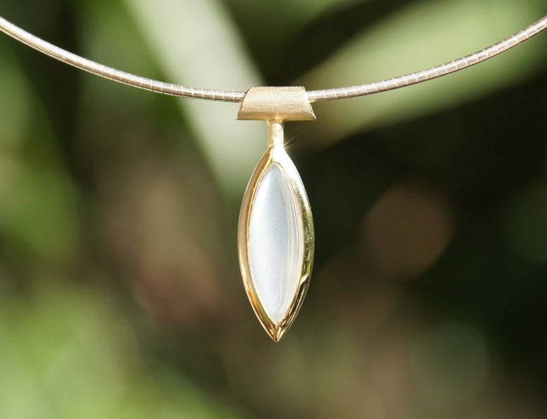 Moonstone pendant, silver 925, gold plated. image 1