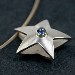 Sapphire silver star pendant. Always like it An ideal gift image 1