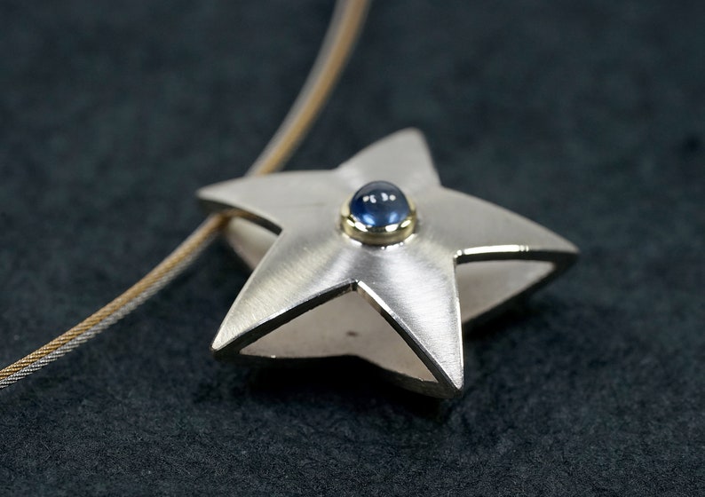 Sapphire silver star pendant. Always like it An ideal gift image 1