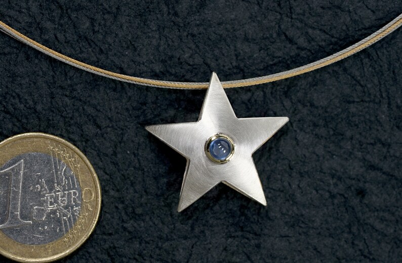 Sapphire silver star pendant. Always like it An ideal gift image 4