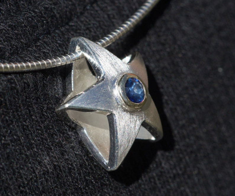 Sapphire silver star pendant. Always like it An ideal gift image 6