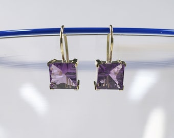 Amethyst earrings, gold earwires