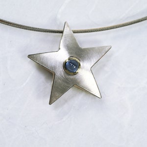 Sapphire silver star pendant. Always like it An ideal gift image 5