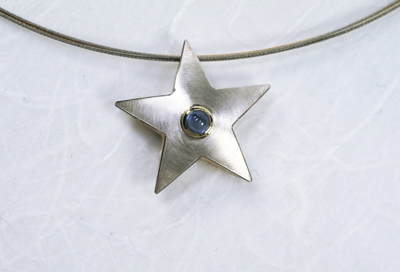 Sapphire silver star pendant. Always like it An ideal gift image 5