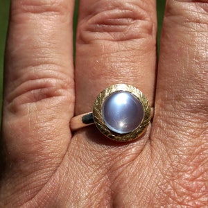 Moonstone ring, fine. silver 925, gold 999, image 4