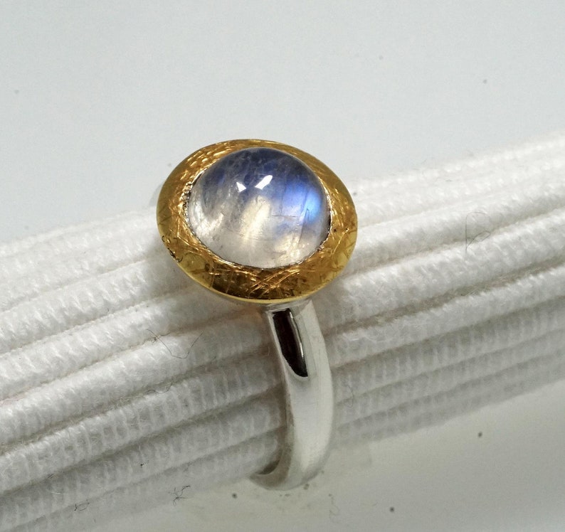 Rainbow moonstone ring fine image 6