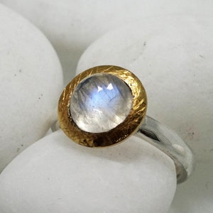 Rainbow moonstone ring fine image 3