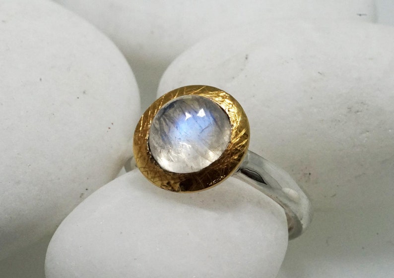 Rainbow moonstone ring fine image 3