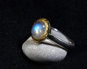 Rainbowmoonstone Ring fein