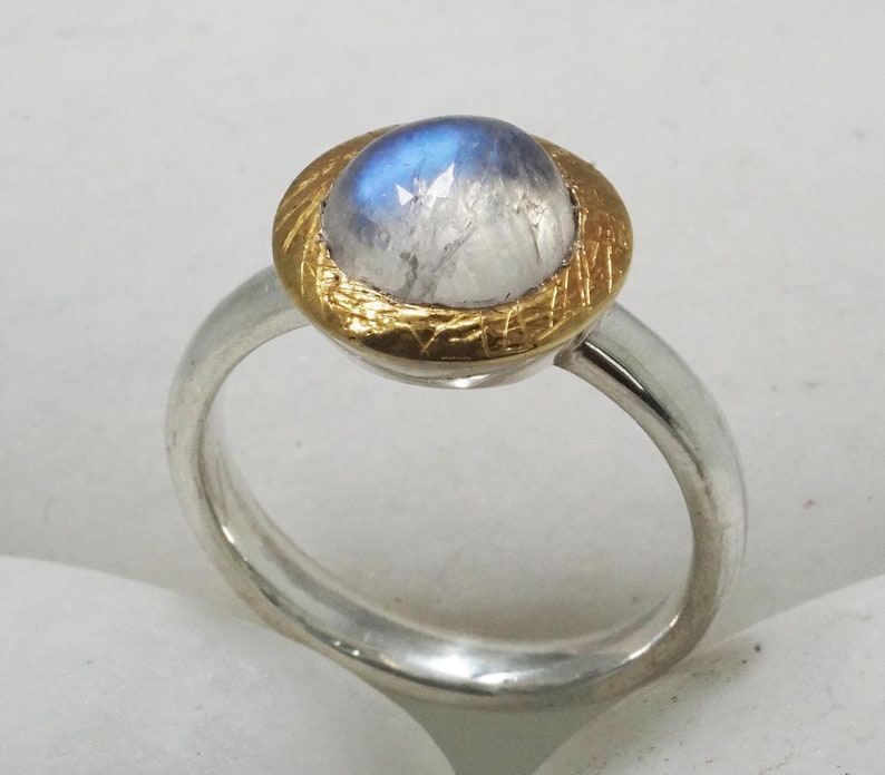 Rainbow moonstone ring fine image 4