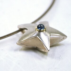 Sapphire silver star pendant. Always like it An ideal gift image 2