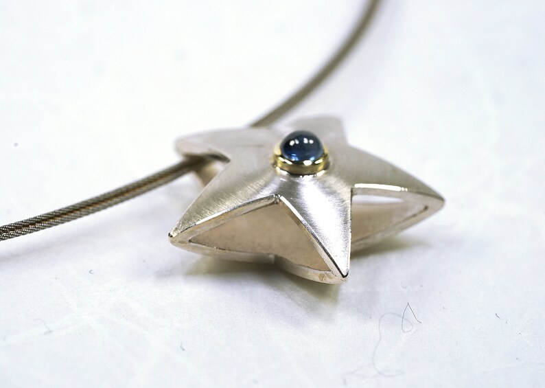 Sapphire silver star pendant. Always like it An ideal gift image 2