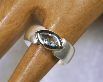 Aquamarine Ring Navette,