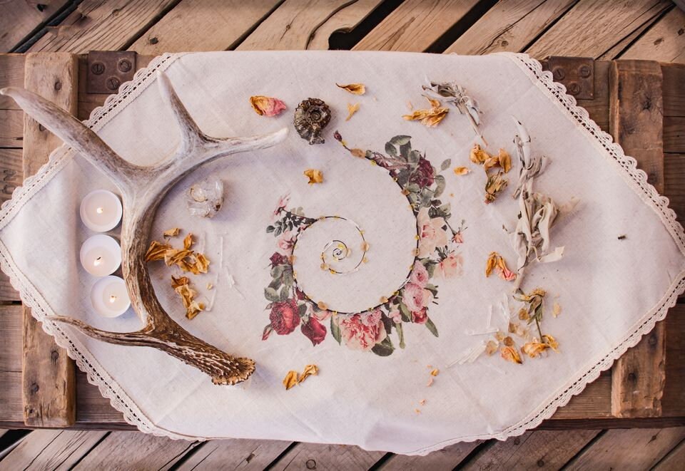 SPIRAL Rose Altar Cloth with grid
