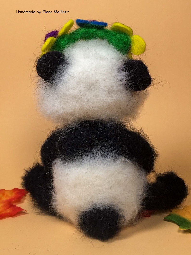 Felted panda Felting Panda is a real flower child Flowers Gift idea Wildlife The special gift Funny animals