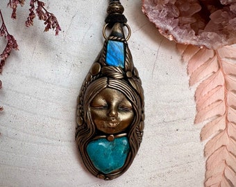 Chrysocolla and Labradorite Goddess Necklace