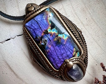 Collier violet labradorite et tanzanite