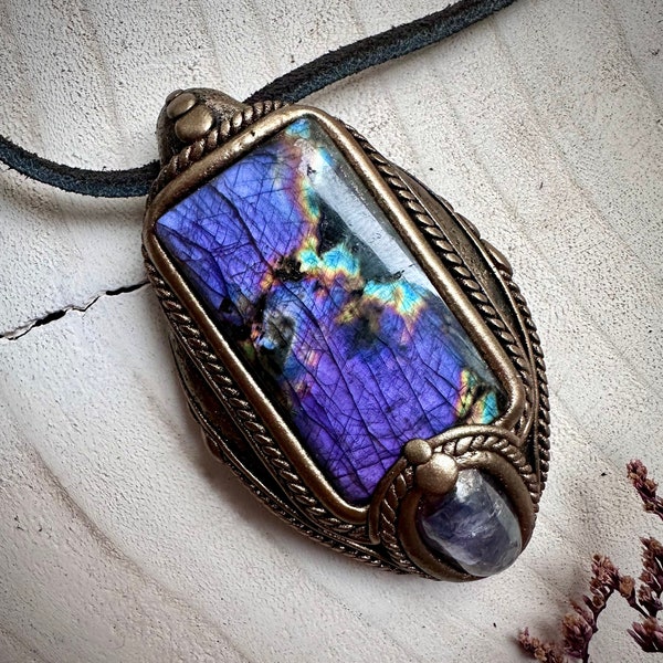 Collana viola con labradorite e tanzanite